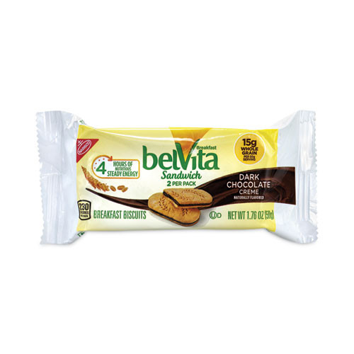 Belvita Breakfast Biscuits, Dark Chocolate Creme Breakfast Sandwich, 1.76 Oz Pack, 25 Pks/box